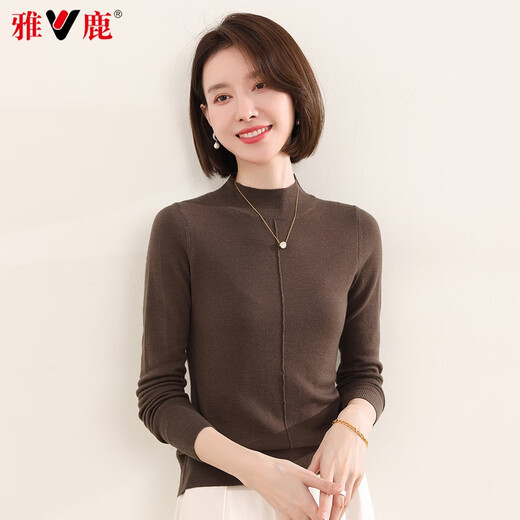
Yalu cardigan women 100% wool 2025 new solid color fashion sweater autumn and winter base sweater Rice camel color L