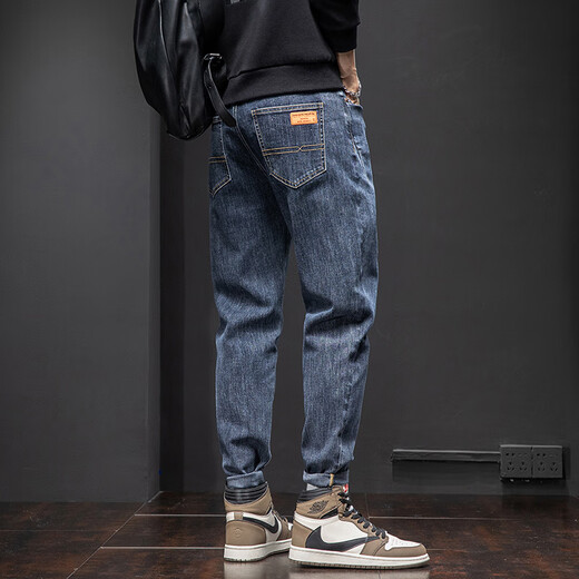 Jeans Männer Frühling und Sommer neue elastische Hose mit gerader Bein lose trendige Marke Harren Casual Hosen 6621 Schwarz + 6621 Blau 31