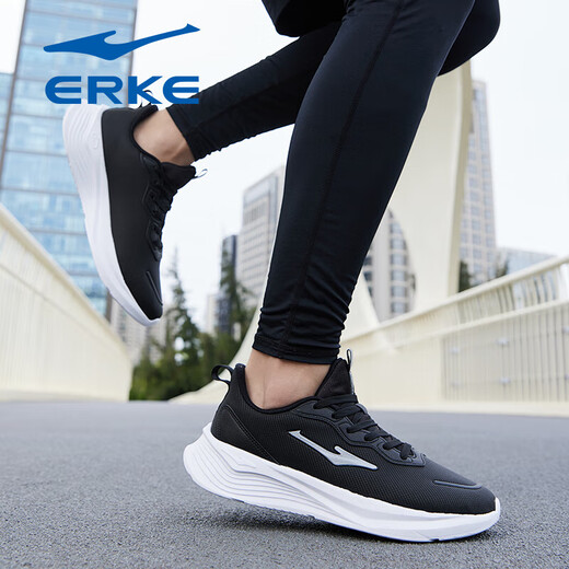 Hongxing Erke Sports Schuhe Herrenschuhe 2025 Neue Sommer Soft Sohle Running Shoes Herren -Mesh Atmungsfreie schwarze Schüler Reiseschuhe, Schwarz/zirkulierender grau 3523 [Lederflächen wasserdicht] 38