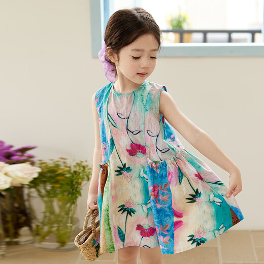 LUSON LITTLE O BAO Ropa para niños Pintura al óleo para bebés Summer's Summer's Flin Style 2025 NUEVA GIRL MONET MONET Garden Skirt
