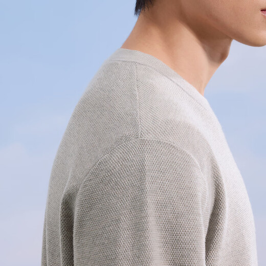Made in Tokyo, classic wool sweater sweater for men, autumn business casual warm men's base layer oatmeal color L