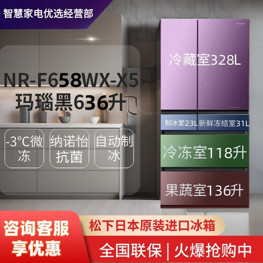 Panasonic NR-F658WX-X5 оригинальный японский импортный холодильник 636L с воздушным охлаждением и безморозным автоматическим приготовлением льда Nanoyi стерилизация S5 NR-F658WX-S5 облачно-серый