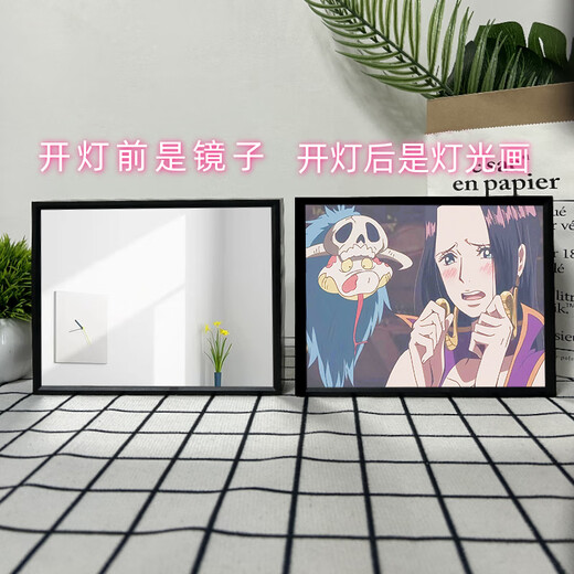 
One Piece mirror lighting painting Nami glowing decoration painting photo frame painting living room painting birthday gift girl night light 15775 Empress 3 mirror white frame plug-in model 16.5*21