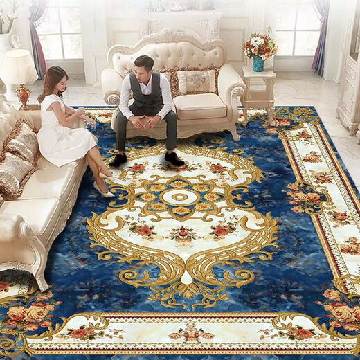 Xinlin European-style living room carpet coffee table blanket sofa home bedroom full room floor mat modern simple machine washable customization style-K blue 40*60CM
