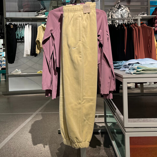 Nike (NIKE) women's pants 2025 spring and autumn new sports pants casual pants fleece warm trousers trousers HQ4877-783 yellow S
