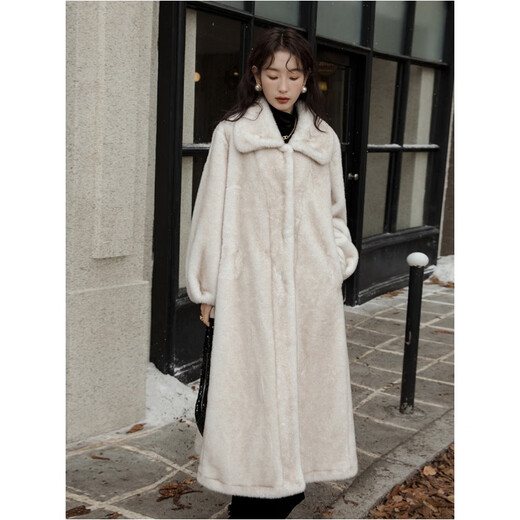 Abrigo de piel de visón para mujer de la marca Tafu invierno 2025 nuevo abrigo de visón entero de terciopelo importado delgado blanco nieve-110 longitud 160/84A(M) recomendado 44-65 kg