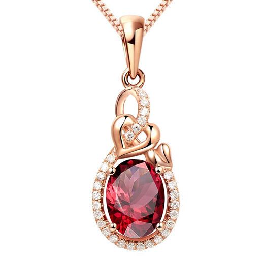 Fantimo 142ct garnet necklace for women rose gold inlaid with diamonds and colored gemstones necklace high-end gift 1.42ct garnet necklace SF Express