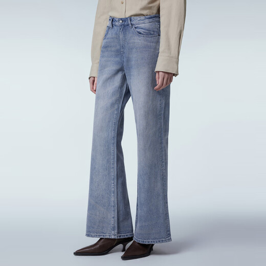 
JNBY/Jiangnan Buyi Spring and Autumn Jeans for Women Pure Cotton Water Washing Casual Micro-Flame Trousers Flare Trousers 5O2E11730 992/Denzi Lan S