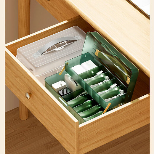 丽梵尔桌面数据线收纳神器手机充电器充电线分格整理耳机线电源线收纳盒 绿色