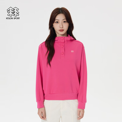 KOLON SPORT Women's camping fishing printed hooded sweatshirt outdoor sports camping turtleneck top