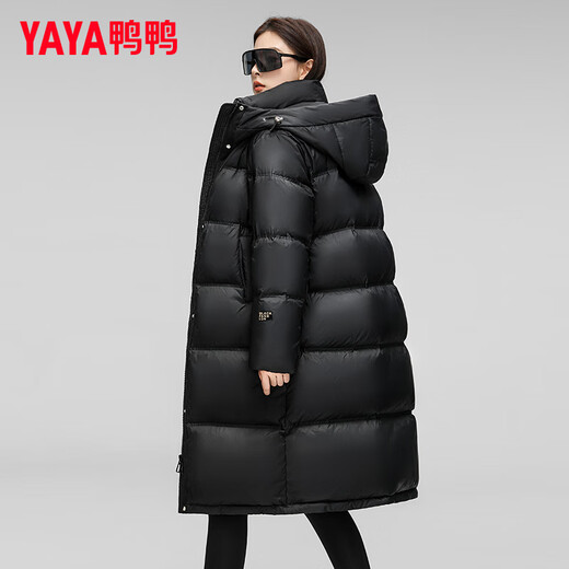Yayaya Down Jacket for Women Long 2024 Winter New Fashionable Fashionable Capubido engrosado Chaqueta termal engrosada XJ Black L (165)