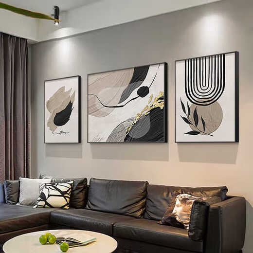 
Black, white and gray abstract art sofa background wall decorative painting sense living room hanging painting modern simple triple mural JD13784 left and right 40*60 middle 80*60
