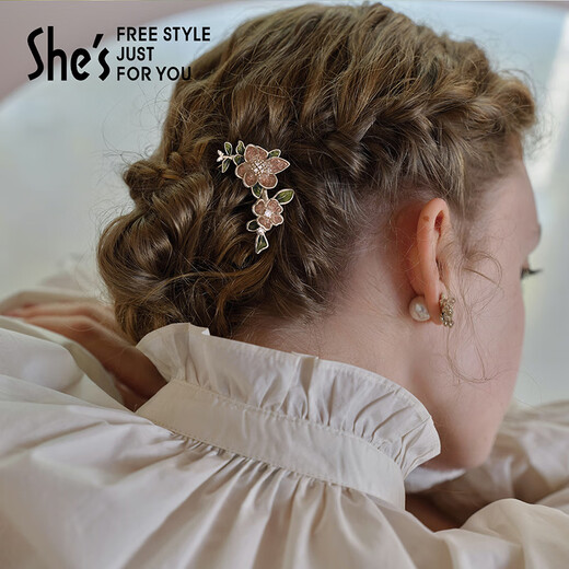 She s Akiko's love look, bright flowers, dripping oil, hairpin, antique hairpin, hairpin, birthday gift for women, light pink SHZ8719286A0 (comb)