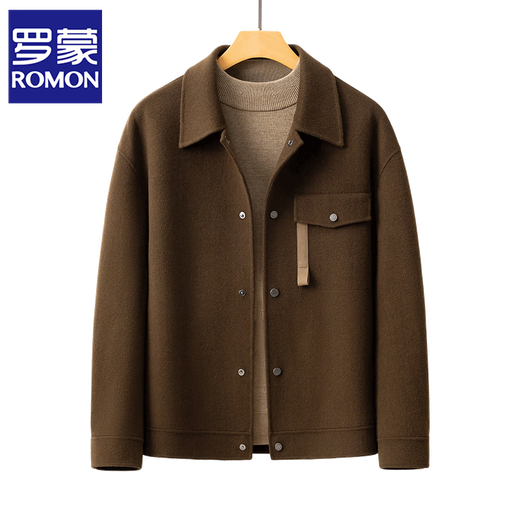 ROMON double-sided wool woolen men's jacket autumn and winter 2024 new high-end girl jacket men's short top brown S
