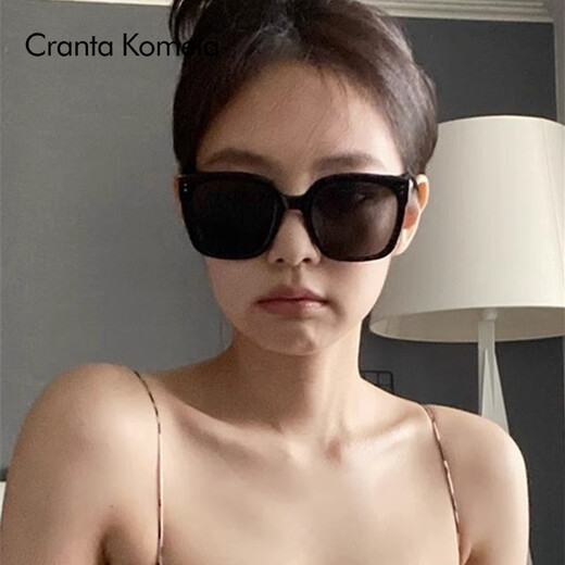 CRANTA KOMEIA sunglasses sunglasses women's new style 2025 summer polarized sunscreen large frame glasses birthday gift for girlfriend beige frame black and gray film high-end sense ck style to send my wife and girlfriend practical high-end