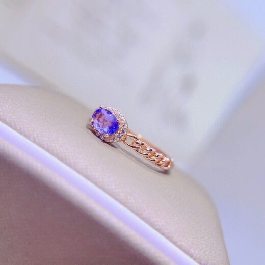 Luxurious, fashionable and sweet S925 sterling silver inlaid with sparkling natural tanzanite fine diamond open ring for women, versatile tanzanite ring with adjustable opening
