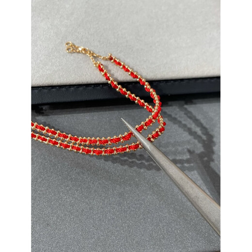 Changcai 18.k gold zodiac year small red rope rabbit year bracelet fashion birthday gift 18cm braided rose gold red