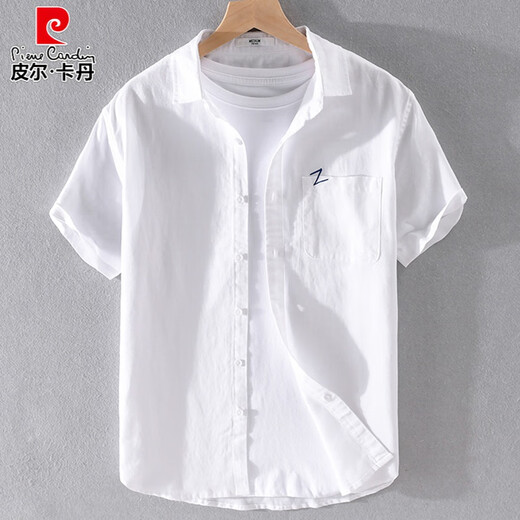 皮尔卡丹（pierre cardin）男士亚麻翻领短袖T恤宽松衬衫领上衣服有带领T棉麻料T恤麻布夏装 yunyi-9711黄色 L