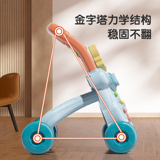 贝初众学步车防o型腿婴儿2025款7个月以上宝宝学步推车儿童防侧翻助步车 蓝【电池款】多功能学步车 颗粒把手/增重水箱设计/带卡扣