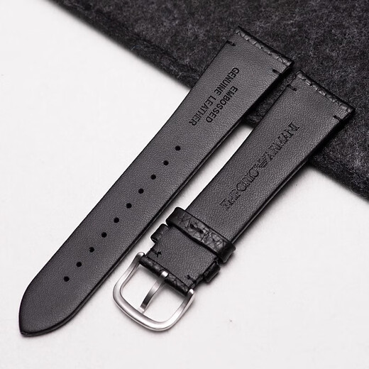 Adapté à Armani Gétille cuir en cuir de vache de vache sangle de montre masculine Ar11143 60028 Bracelet Pilot Black Lychee Pilot Black-Silver 22 mm