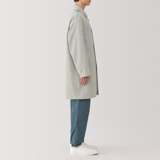无印良品（MUJI） 男式 不易沾水 立领大衣风衣外套男中长款25年春季AD0WUC5S 淡黄色 S (165/84A)