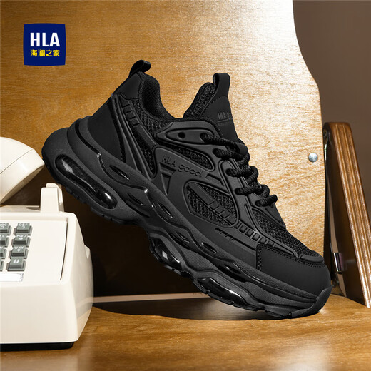 Hailan Home (HLA) Herrenschuhe Sommer 2025 Neue Daddy Schuhe Casual Mesh Schuhe Dicke einzige Erhöhung atmungsaktivem Sport trendy Schuhe Herren schwarz 40