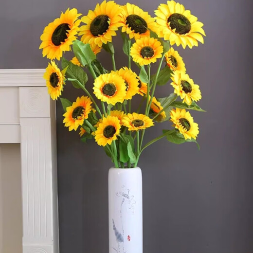 
Jiu Qiangu simulated sunflower large bouquet ornaments living room floor decoration sunflower 3 heads high 120cm simulated flowers 1389