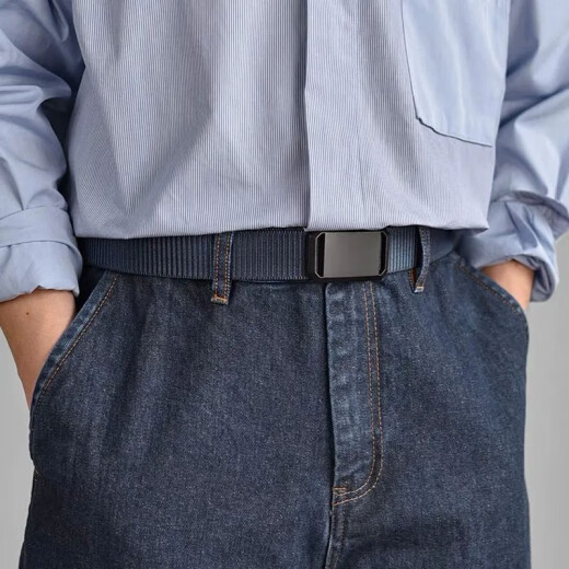 Changyin Douyin belt men's student automatic buckle military training adjustable nylon belt non-hole extended functional overalls belt trendy black [automatic buckle]_125cm [can be cut]
