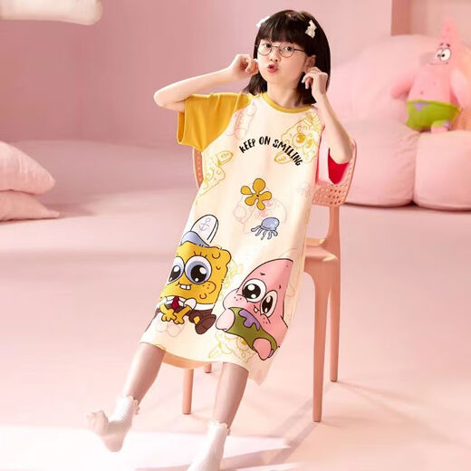 Disney Girls Nightkide Sommer Dünn 2024 Neue Kinder Mädchen Pyjamas kurzärmelig mittelgroße Kinder Sommer-Cartoon-Heimkleidung 723 16 Größe 135-145 High 55-68 Jin [Jin entspricht 0,5 kg]