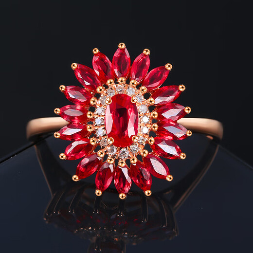 HEEKAIYI Ring Women's Pigeon Blood Ruby Ring Luxury Jewelry Chinese Valentine's Day Birthday Gift for Wife and Girlfriend <Supports Customization>