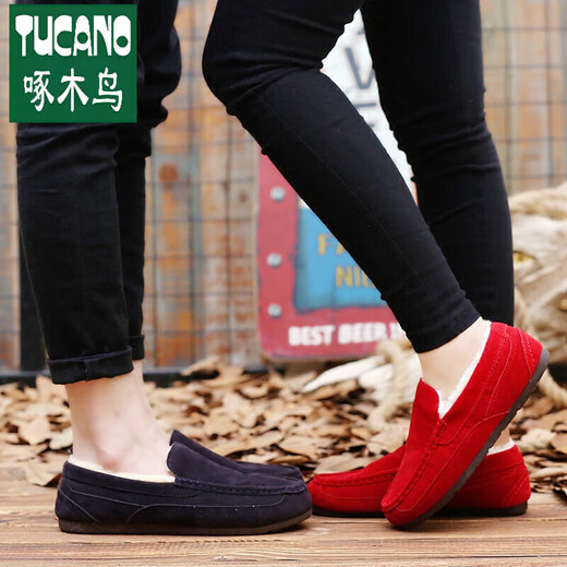 Woodpecker Oficial Winter Warm Plus Fleece más zapatos de algodón de algodón Spitismo social de algodón engrosado