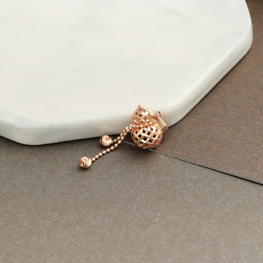 Library selects 18K rose gold gold hollow gourd pendant k gold plain gold women's Fulu necklace pendant 18K rose gold 1.16g