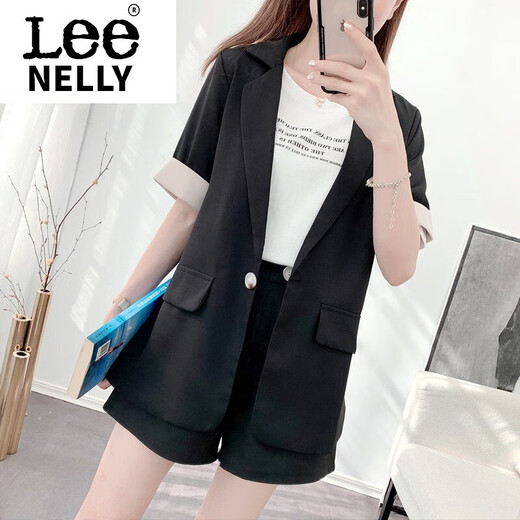 Lee NELLY Short Small Suit Women's Summer Professional Suit Temperament Casual Shorts Age-Reducing Western Style Two-piece Set Black L