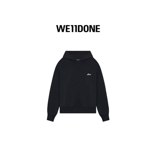 WE11DONE男女同款刺绣LOGO徽章连帽卫衣 粉色 L