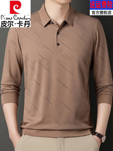 皮尔卡丹（pierre cardin）纯棉t恤男士长袖2025新款中年休闲翻领薄款爸爸体恤衫 829藏青色 165/M 均码