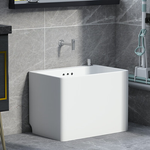 Bailey's ceramic mop pool household balcony basin integrated rectangular heightened bathroom wash mop pool with faucet sink B165 Taiwan control (57*38*41)