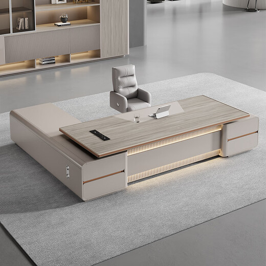 Hongheng boss desk desk simple modern chairman aluminum alloy manager light luxury executive desk office desk and chair combination material sample