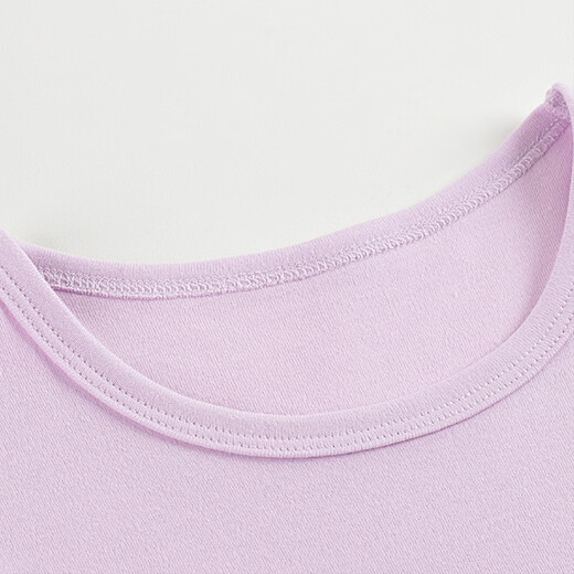 Ropa de otoño para niños grandes de tres tiros y pantalones de otoño, categoría A, conjunto de ropa interior antibacteriana de algodón puro de manga larga con cuello redondo para niñas para adolescentes, lavanda 150