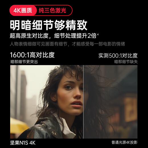 JMGO Projection (JMGO) N1S 4K three-color laser pan-tilt projector 4K ultra-high definition home projector home theater national subsidy 20% (0.47DMD chip)