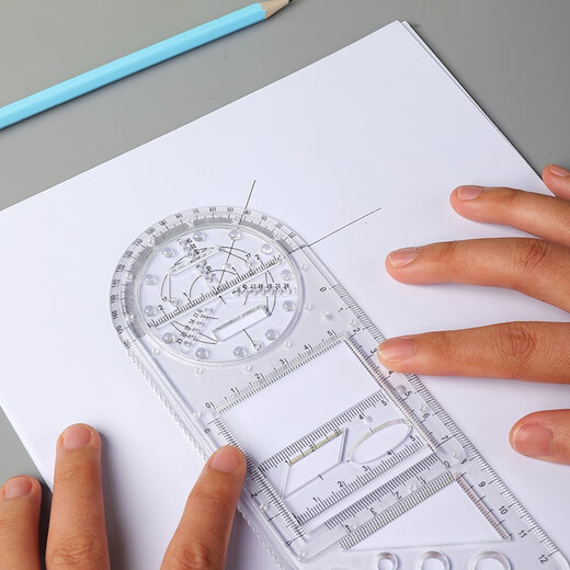 DILE Multifunktions-Rotary Drawing Lurer Lineal Mathematical Geometric Zeichnung Kreis-Protertraktor-Dreieck-Herrscher Parallel Lineal Student Creative Drawing Tools Schreibwaren [Grundschule] 2694 Multifunktions-Rotary-Lineal (Junior High School Version) 2695 Pure Blue