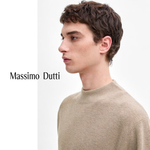 
Massimo Dutti discount upgrade 2025 men's casual simple style turtleneck sweater pullover knit sweater 00927390 Taupe M (2)