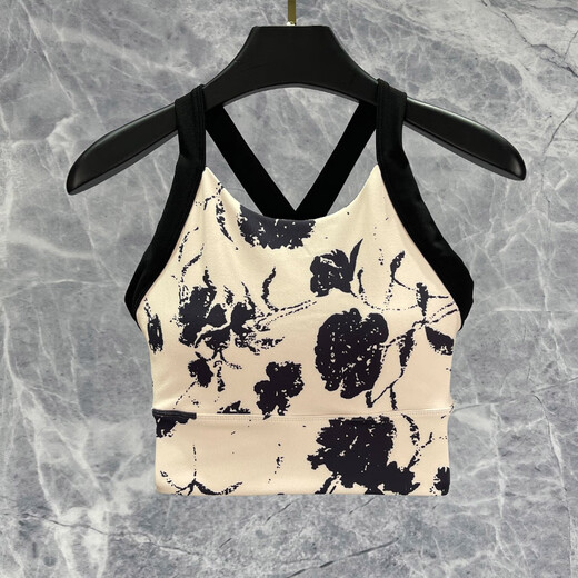 Yoga clothing suit three-piece fashionable 2024 new summer Pilates sports quick-drying fitness flower blooming wealth all-in-one cup bra S S suitable for 80-98 Jin Jin equals 0.5 kg, left and right wear