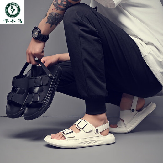 Spechts Sandalen Herren 2025 Sommer Neues modische All-Match-Sandalen mit Rutschstrandschuhen Herren Sandalen schwarz 9903 38