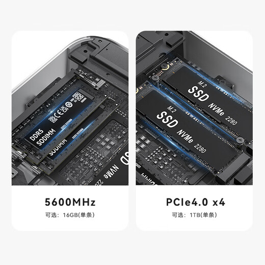 Национальная субсидия 20 % в нулевой момент Новое поколение SER8 8845HS Высокопроизводительный процессор AMD Ryzen 7 Сверхтихий мини-компьютер для игр и офиса серый 16 ГБ/1 ТБ