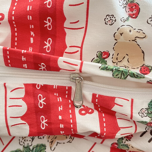 Taowei ins cotton bed four-piece set 100% cotton quilt cover cartoon dormitory bed sheet three-piece naked sleeping bedding red bunny 100% cotton skin-friendly naked sleeping 1.8m bed/sheet style four-piece set 200x230 quilt cover Taowei ins cotton bed four-piece set 100% cotton quilt cover cartoon dormitory bed sheet three-piece naked sleeping bedding red bunny 100% cotton skin-friendly naked sleeping 1.8m bed/sheet style four-piece set 200x230 quilt cover