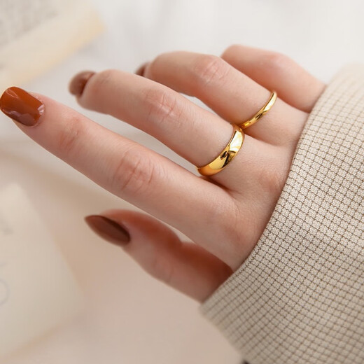 Fat Donglai's same style 18K gold ring ring glossy AU750 rose gold wide version men's couple gold pair ring women's K gold 4MM ring No. 13