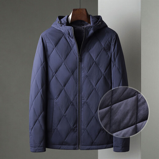 Walker Shop men's new autumn and winter cotton clothing, selected high-quality fabrics, light luxury business thickened warm hooded jacket for men, black XL/52