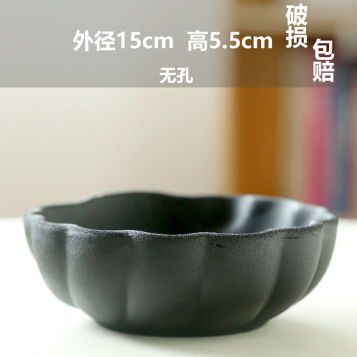 Peach and plum family's non-porous moss balls special flower pot water pipe utensils copper coin grass daffodil fern micro landscape ceramic porch ornaments TX large flat mouth JW1098 black sand pattern ceramic medium