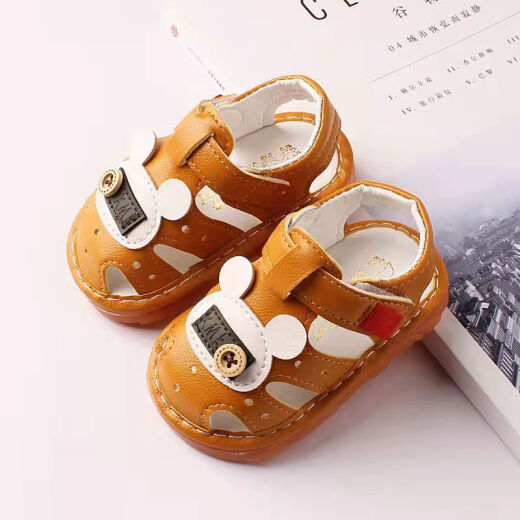 Lin Shilu's screaming shoes new baby sandals hollow PU leather baby shoes non-slip soft bottom one-year-old baby shoes for boys and girls D-6 white inner length 11.5cm