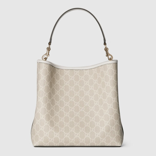 Gucci Gucci Gg Emblem -Serie mittelschwerer Bucket -Beutel Beige und Weiß beide Größe